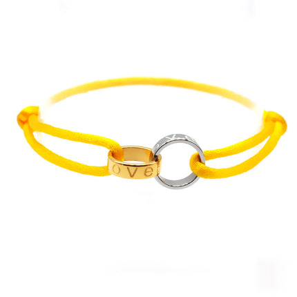 Cross-border supply Foreign Trade hand-woven couple stainless steel bracelet love double ring bracelet adjustable bracelet