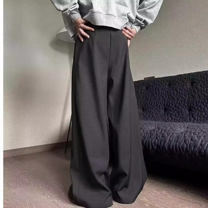 Three-Dimensional Deconstructed Niche Drapey Wide-Leg Suit Pants for Men and Women, Straight Casual Loose Fashion Floor-Length Trousers