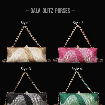 Cross-Border New Fashion Crystal Gradient Small Diamond Hollow Evening Clutch Bag Chain Shoulder Evening Bag Chain Women's Bag
