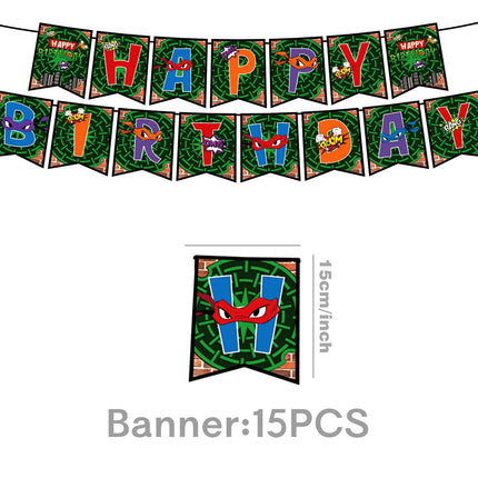 Cross-Border New Teenage Mutant Ninja Turtles Theme Party Supplies Disposable Tableware Kidsren's Birthday Party Cake Insert Balloon