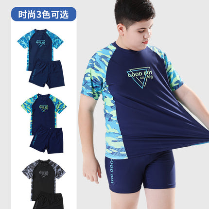 Children's Swimwear Boys' Big Children Split 2025 New Fat Children's Big Children's Hot Spring Swimming Trunks Youth Swimming suit