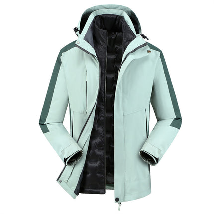 Three-in-One Removable Outdoor Windproof Waterproof Fleece Down Hooded Jacket Jacket Group Clothes Printed Logo