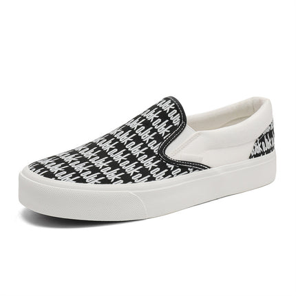 Canvas Shoes 2026 Summer Printed Letter Slip-On Lazy Shoes Korean Style Student White Shoes Ins Street Style Casual Shoes