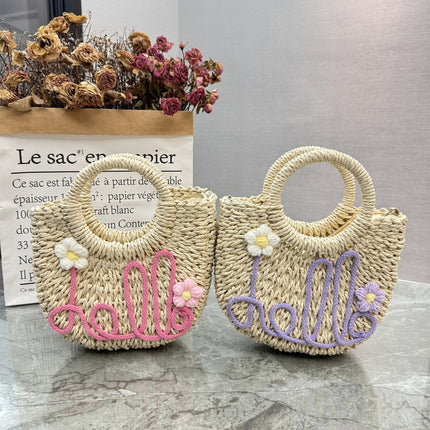 Straw Bag Handwoven Bag Women's 2025 Seaside Vacation Outdoor Daily Beach Handbag Tote Bag