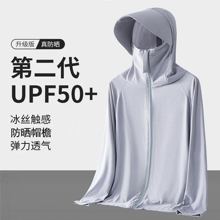 Ice Silk Sun Protection Clothing Upf50+ Summer Breathable Thin Hooded Anti-Uv Sun Protection Clothing Men's Fishing Jacket Men