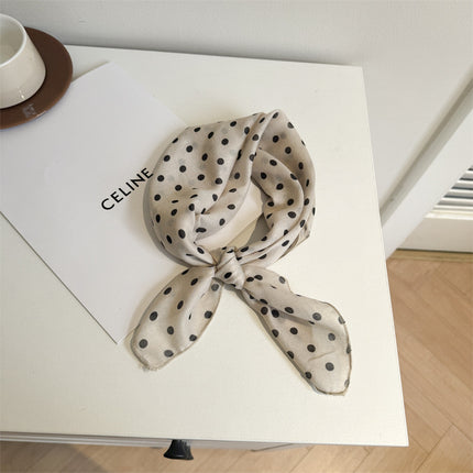 White Color Silk Scarf Printed High-grade All-match Accessories Neck Women's 2025 New Headband Tie Long Scarf