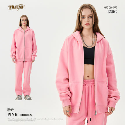 Tilani Men's Autumn and Winter Velvet Thickeneded Hooded Cardigan Sweatshirt Sweatpants American Fashion Brand Youth Hoodie Suit