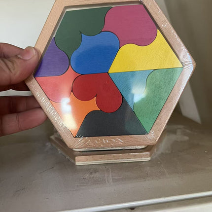 Wooden hexagon intelligence geometric puzzle cellular jigsaw puzzle honeycomb puzzle kindergarten baby toy