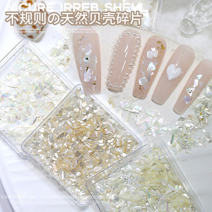 Irregular Japanese nail shell piece wholesale magic color natural ultra-thin abalone fragment boxed nail decoration patch