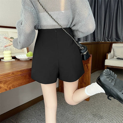 High Waist Suit Shorts Women's Suit Pants Korean Style Black Shorts Casual Wide Leg Elegant Outer Wear Spring and Summer A- word All-match