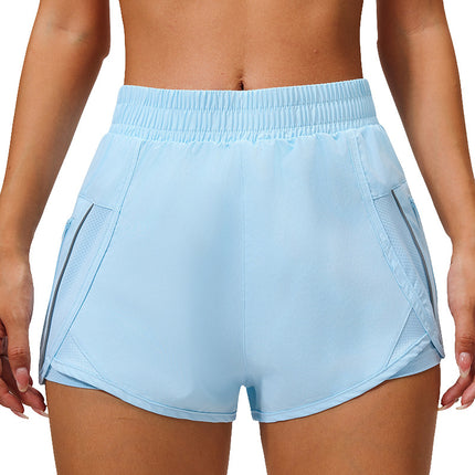 Outdoor Sports Pocket Shorts for Women, Loose-Fitting Running Shorts, Quick-Dry, Anti-Exposure, Double-Layer Gym Shorts for Women