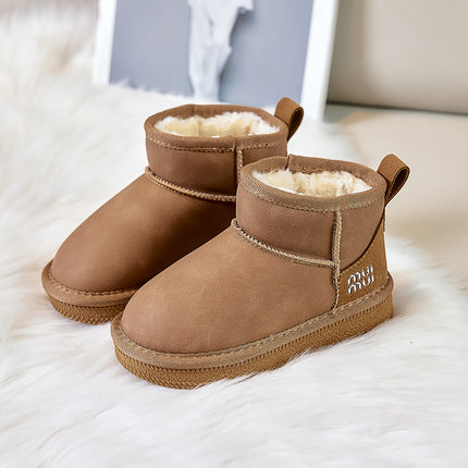 2025 Winter Children's Snow Boots Low Barrel Slip-on Cotton Shoes Thickened Large Cotton Warm Shoes for Boys and Girls Large Children's Shoes