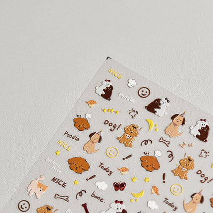 Cute Puppy Bear Nail Art Sticker Tomoni Embossed Adhesive 5D Cute Pet Nail Sticker Nail Art Decoration