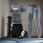 Gray bat white short-sleeved three-piece suit / S