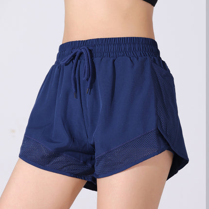 European Size Plus Size Anti-running Light Sports Fitness Pants Women's Loose Mesh Stitching Fake Two-piece Quick-drying Pants Yoga Pants
