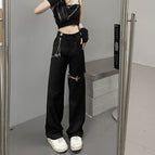 Black [pants + butterfly chain] / S