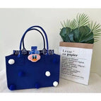 Sapphire blue fur ball style; 30*20*18; handbag