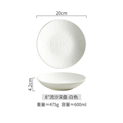 Ceramic Steak Dinner Plate, Household Stone Pattern Western Food Plate, Pasta Plate, Salad Plate, Flat Plate, Round Plate, High-end