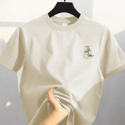 100% Cotton Short-Sleeved T-Shirt Men's Summer New Hong Kong Style Ins Trendy Brand Casual Simple Loose Versatile Half-Sleeved Top