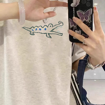Short-Sleeved T-Shirt for Women, 2026 Summer New Trendy Half-Sleeve T-Shirt with Unique Design, Niche American Style, Loose Chic Top