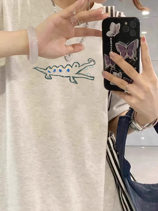 Short-Sleeved T-Shirt for Women, 2026 Summer New Trendy Half-Sleeve T-Shirt with Unique Design, Niche American Style, Loose Chic Top