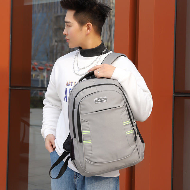 New Computer Backpack 2024 Large Capacity Reflective Strip Men's and Women's Outdoor Travel Bag Backpack Student Schoolbag Trendy
