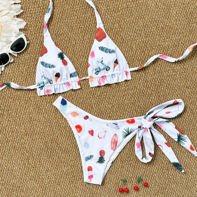 2025 New Women's Swimsuit Amazon Foreign Trade Fashion Printed Seaside Sexy Separates Swimsuit Bikini