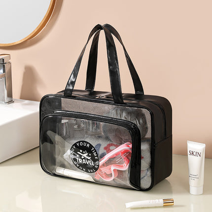 Transparent PVC Wash Bag Portable Shoulder Dry and Wet Separate Bag Swimming Fitness Bath Bag Waterproof Makeup Storage Bag