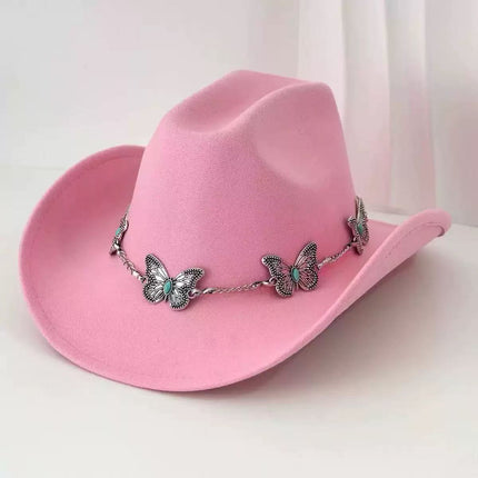 Solid Color Light Board Felt Western Cowboy Hat Outdoor Autum Hat Women's Simple French Hat Men's High-End