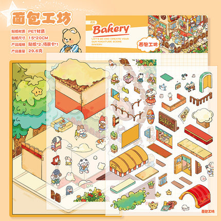 Language idle pet miniature landscaping cute sticker book freeze frame happy series three-dimensional fun landscaping 18 posting paper