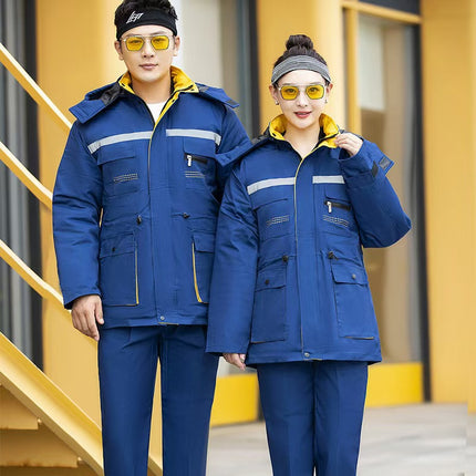 Winter Cotton Workwear Autumn and Winter Stain-Resistant Tops with Removable Lining Anti-Static Labor Protection Clothing Manufacturer Wholesale Workwear