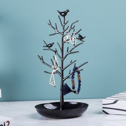 Factory direct bird tree earring rack jewelry display rack alloy tree display rack acacia jewelry rack wholesale