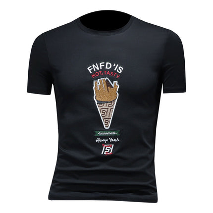 Men's Trendy Versatile Ice Cream Casual Round Neck Short-Sleeved T-Shirt Printed Fashion New Couple