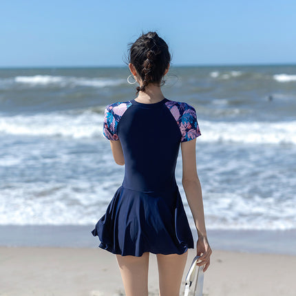 New One-Piece Swimsuit for Women, Large Size, Belly-Covering, Slimming, Hot Spring Swimsuit, Student Sports Swimsuit, Fitness