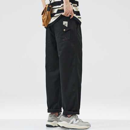 American Pure Cotton Cargo Pants Men's Loose Straight 2025 Spring, Autumn and Summer New Casual Sports Wide-Leg Long Pants