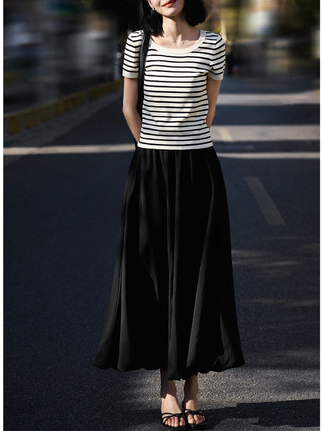 25 years spring new high-gloss moment elastic waist covering flesh lantern bud skirt puffy skirt