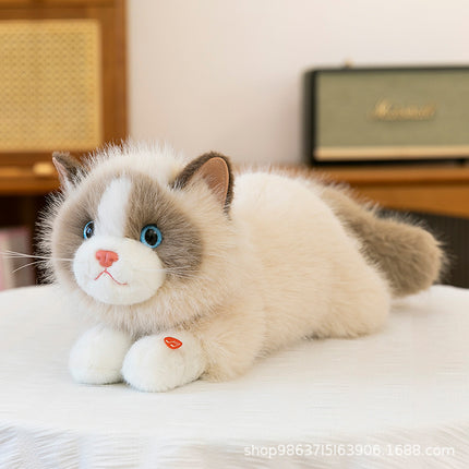 Cross-Border Simulation Cat Plush Toy, Cute Kitten Doll, Lying Cat Living Room Decoration, Children's Gift Wholesale