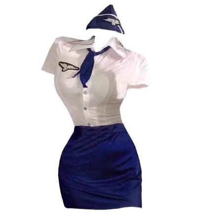 2025 Sexy Lingerie Stewardess Uniform Suit Large Size Bed-Free Ol Secretary Outfit Small Breast Cos Pilot Outfit Female