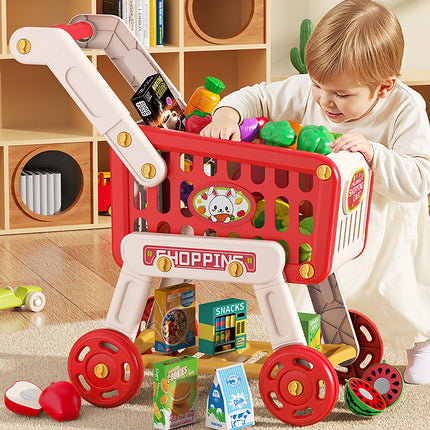 Cross-border Children's Play Home Simulation Shopping Cart Toy Baby Trolley Fruit Supermarket Boys and Girls