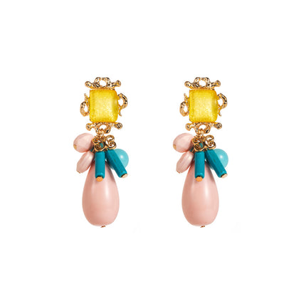 European and American fashion new vintage earrings exaggerated geometric resin drop earrings senior sense niche earrings wholesale