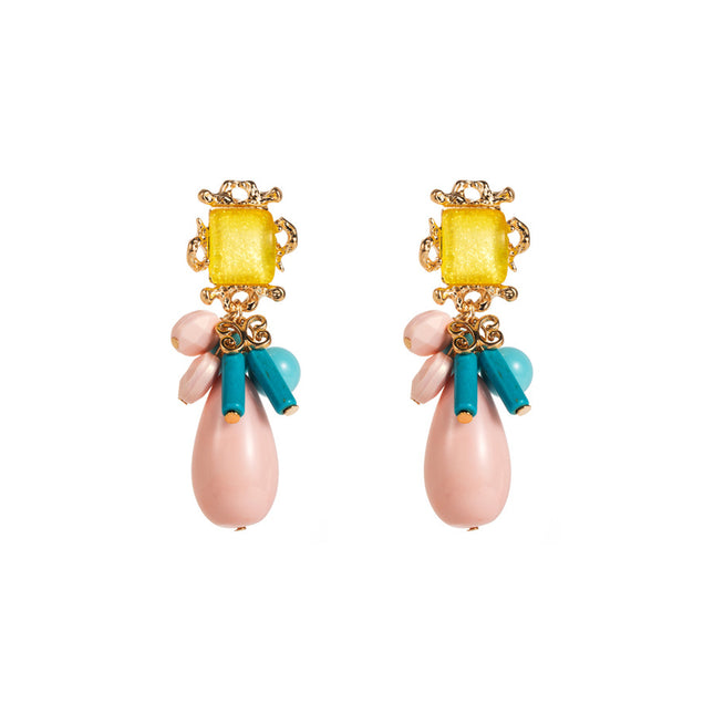 European and American fashion new vintage earrings exaggerated geometric resin drop earrings senior sense niche earrings wholesale