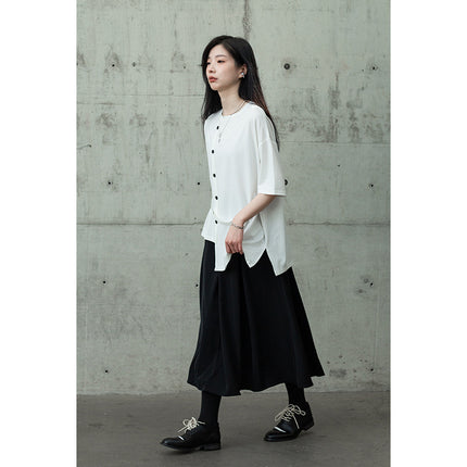 Yohji Yamamoto Summer New Style Sunrise Cold Style Asymmetric Short-sleeved Women's Loose Casual Niche Design T-shirt