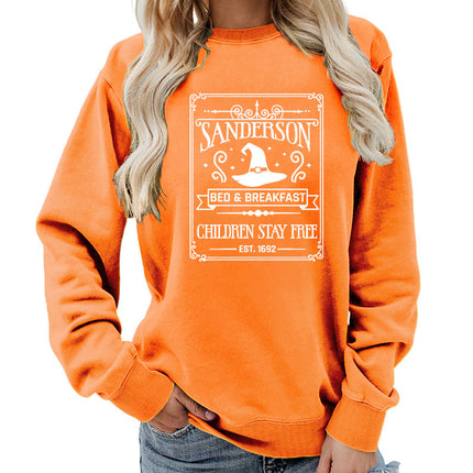 Sanderson Bed Breakfast Printed Round Neck Women's Top Sweatshirt Autumn and Winter Amazon Loose