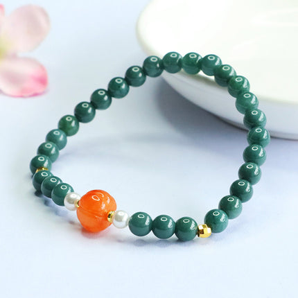 Guan Yu Natural Grade a Jadeite Blue Water Bracelet Golden Silk Jade Bracelet Live Broadcast Temple Hot Sale Wholesale S5070602