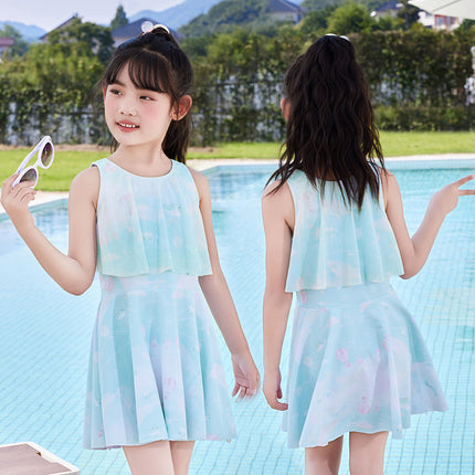 Children's swimsuit cute middle and big children's split swimsuit Marine cartoon printed swimsuit comfortable inner village Korean style
