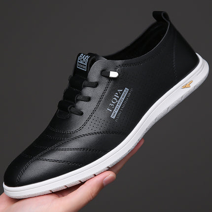 Men's Sandals Summer Breathable Men's Soft-Soled Casual Leather Shoes Men's Hollow Driving Dad's Clogs Small White Shoes