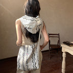 Hat and bag two-piece set off-white flower vine / One size fits all