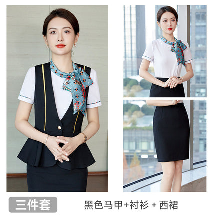 Hotel restaurant bar KTV waiter workwear professional shirt vest suit men's and women's front office reception work clothes