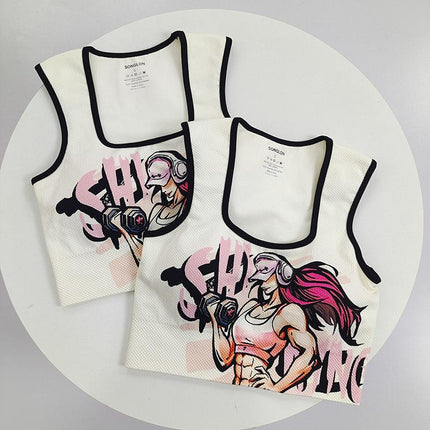 Girl's One-piece Cup Beautiful Back Vest Shockproof High Strength Fitness Golf Yoga Vest Women's Outer Wear