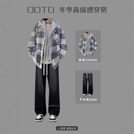 Little Sweet Potato Autumn and Winter Boys Cotton-padded Jacket Wear Sweatshirt suit Fashion Casual Two-piece Set Three-piece suit